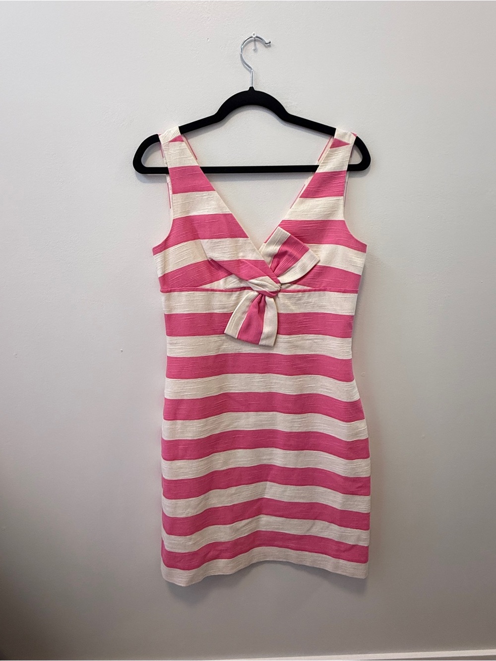KATE SPADE ♠️ Silverscreen Stripe Pink+White Bow Dress
